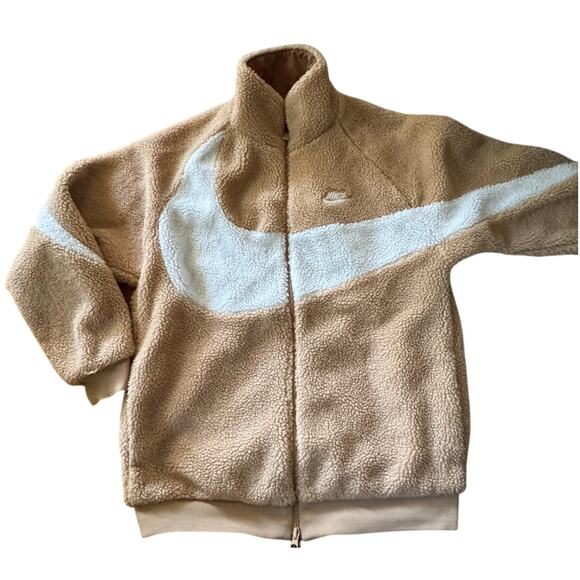 Nike Big Swoosh Reversible Boa Jacket Hemp White Men's Size large - Picture 1 of 6